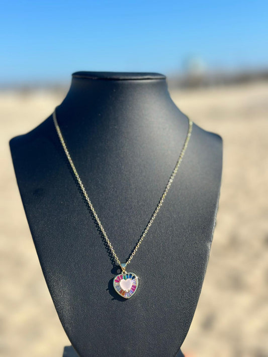 Necklace rainbow heart